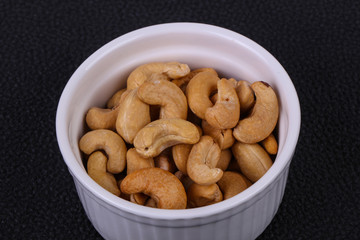 Cashew nuts heap in the bowl