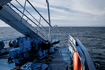 the ship sails on the sea