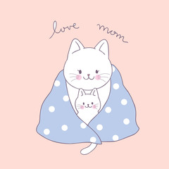 Cartoon cute mom and baby vector.