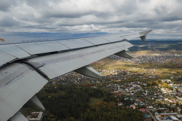 view from under the wing of the plane