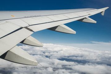 view from under the wing of the plane