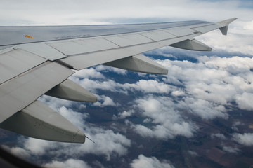 view from under the wing of the plane