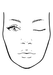 Face chart Makeup Artist Blank. Template. Vector illustration.