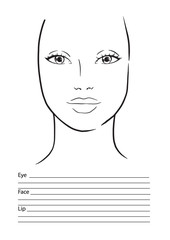 Face chart Makeup Artist Blank. Template. Vector illustration.