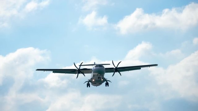 Turboprop aircraft approaching