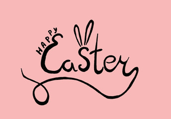 Easter calligraphy hand drawn cake and eggs spring April