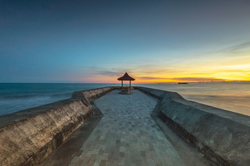 Photo Panorama sunset of wonderful padang Indonesia