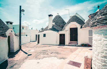 Town of Alberobello, village with Trulli houses in Puglia region, Southern Italy.