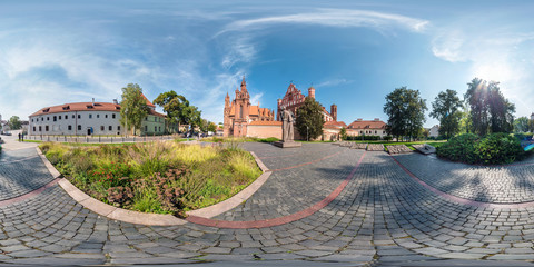 VILNIUS, LITHUANIA - SEPTEMBER 2018, Full seamless 360 degrees angle view panorama in old city with...