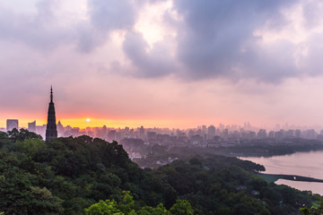 Fototapeta na wymiar view of old tower of hangzhou china