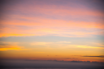 Sky gradient from blue to orange sunset