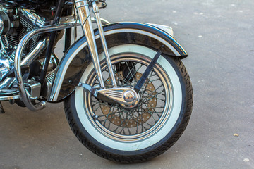 Chopper motorcycle forward tyre wheel