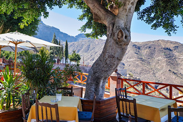 table in cafe, tejeda gran canaria