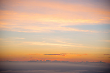 Fototapeta na wymiar Sky gradient from blue to orange sunset
