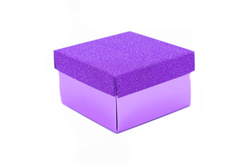 Purple gift box with a purple bow on white background