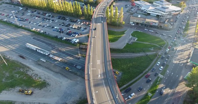 aerial shoot of road brodge netherlands