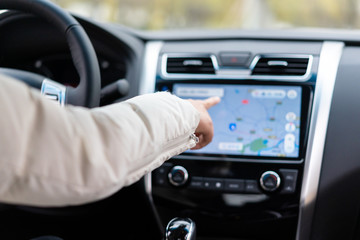 Fototapeta premium woman driving a car