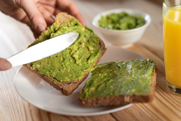 Cooking traditional latin american mexican sauce guacamole