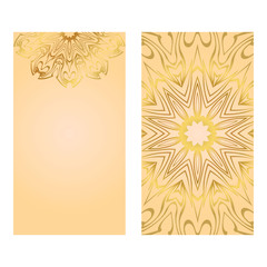Collection Card With Relax Mandala Design. For Mobile Website, Posters, Online Shopping, Promotional Material. Gold color