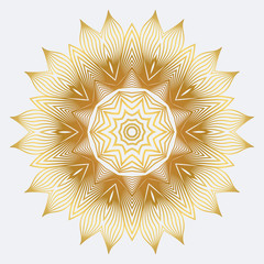 Modern Floral Vector Ornaments. Decorative Flower Mandala. Vector Illustration. White yellow gold colour
