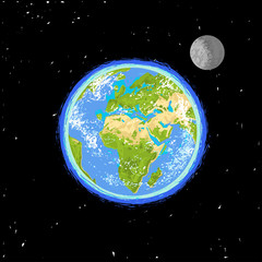Hand drawn earth in the spase