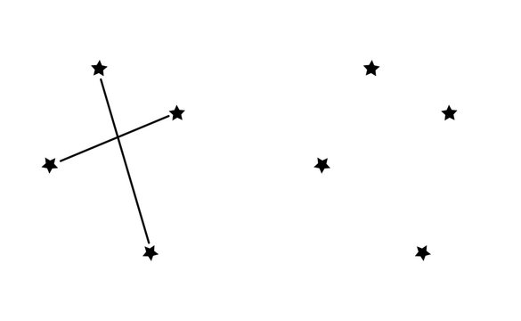 Southern cross, constellation of the southern hemisphere of the sky. Vector illustration.