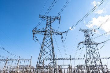 high voltage power transmission tower
