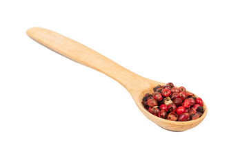 Red pepper peas in spoon