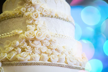 Cake in wedding ceremony and thai wedding decoration