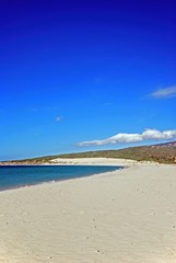View of the white sands on Valdevaqueros beach, Tarifa, Spain.