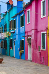 Fototapeta na wymiar Colorful houses in Burano, an island in the Venetian Lagoon