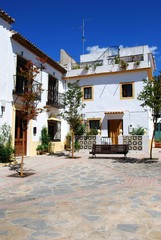 Traditional Spanish townhouses in the Plaza de San Bernabe in the old town, Marbella.