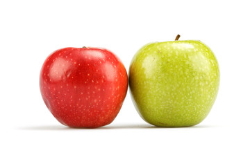 red and green apples isolated on white background