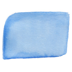Blue watercolor spot, hand drawn watercolor stain smear brush, isolated on white background