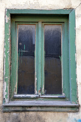 old wooden window in the wall