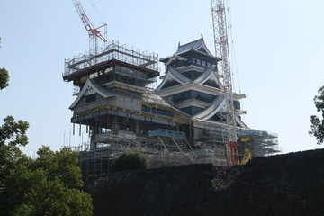  Kumamoto castle under repair work from earthquake disaster (March 1, 2019)
