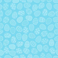 Gordijnen Easter seamless background with eggs. Gift card egg ornament, pattern. Spring season holidays. © 32 pixels