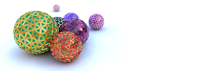 Segmented colorful spheres on white, perspective view