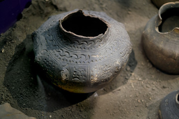 Early grave goods. ceramic pots.