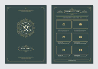 Restaurant menu design and logo vector brochure template.
