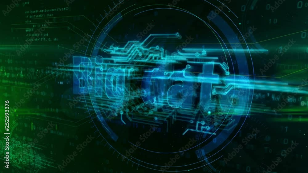 Wall mural big data analytics and digital computing 3d animation. technology abstract concept on binary backgro