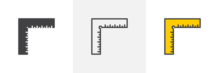 Precision square icon. Line, glyph and filled outline colorful version, Degree Square outline and filled vector sign. Symbol, logo illustration. Different style icons set. Vector graphics