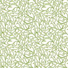 Green vector leaf seamless pattern. Vintage ornament. Paisley elements. Great for fabric, invitation, flyer, menu, brochure, background, wallpaper, decoration, packaging or any desired idea.