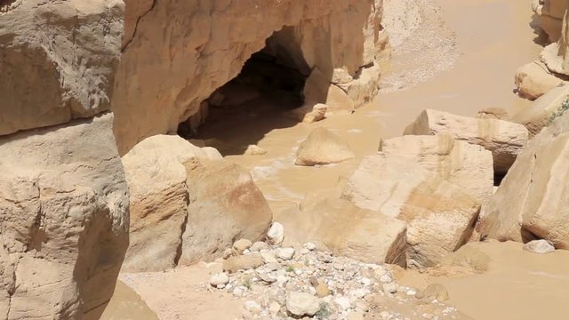 Flash flood in the desert of Nahal Zin Negev