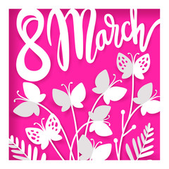 Naklejka na ściany i meble Card for 8 March womens day. International Happy Women's Day.