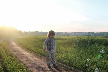 Children outdoors on nature