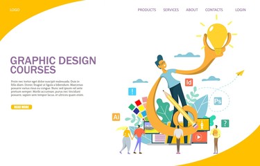 Graphic design courses vector website landing page design template