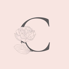 Vector Blooming Floral Initial C Monogram and Logo