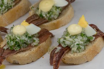 close up, anchovies tapa