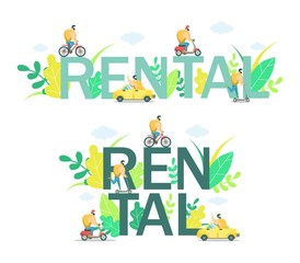 City transport for rent vector flat illustration